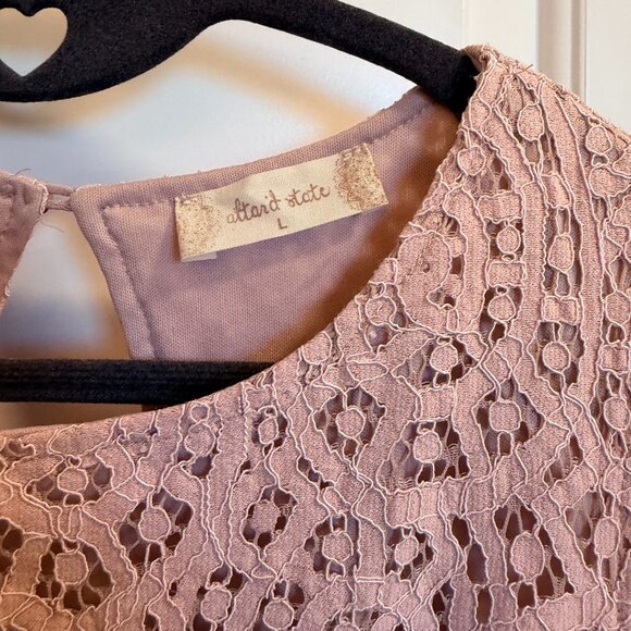 Altar’d State Pink Lace Fit & Flare Dress L - Picture 2 of 10